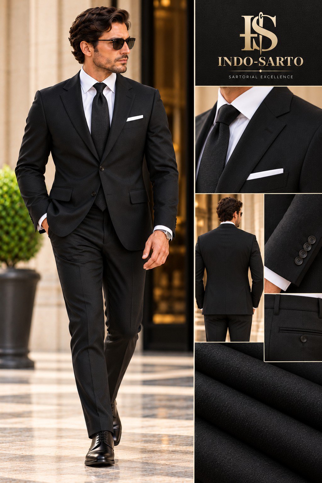 Black formal suit style reference